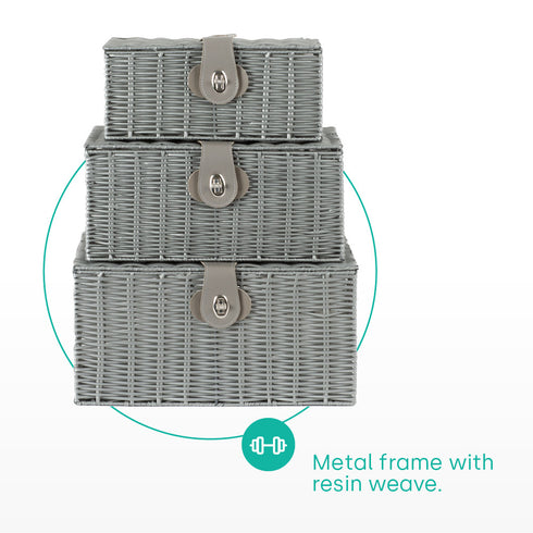 Hamper Baskets Set of 3 - Grey