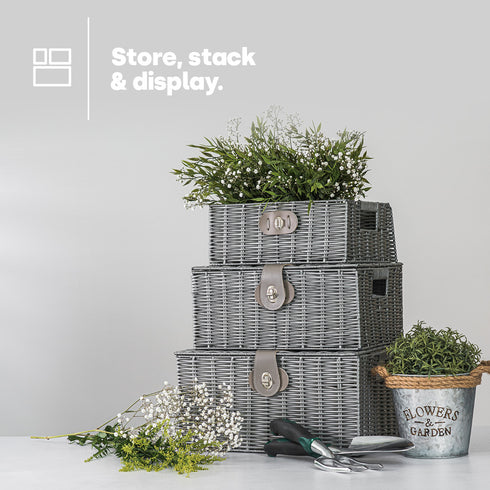 Hamper Baskets Set of 3 - Grey