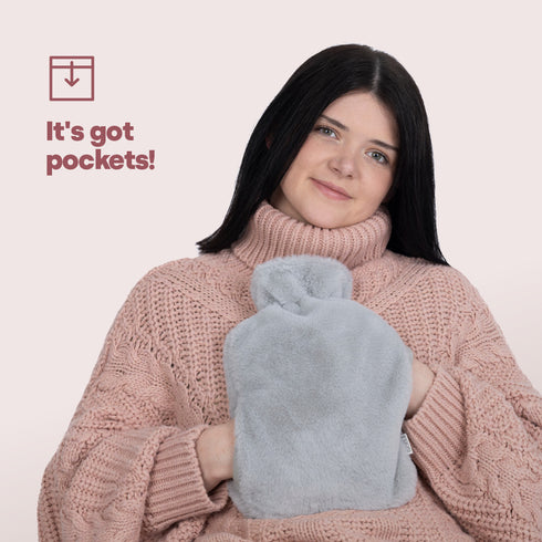 Handwarmer Hot Water Bottle - Grey Plush
