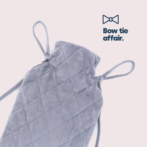 LIVIVO 2L Hot Water Bottle Grey - Diamond Stitch Microfiber Cover