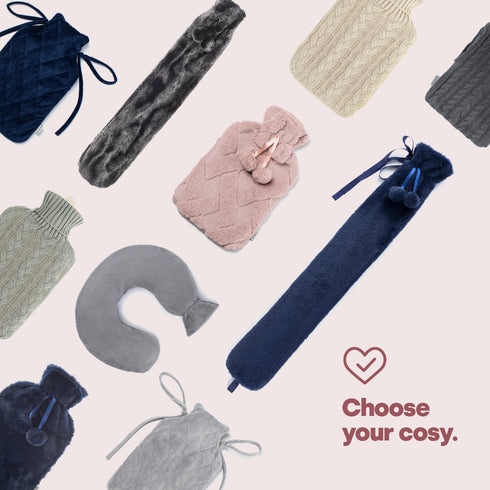 Cable Knit Hot Water Bottle - Grey