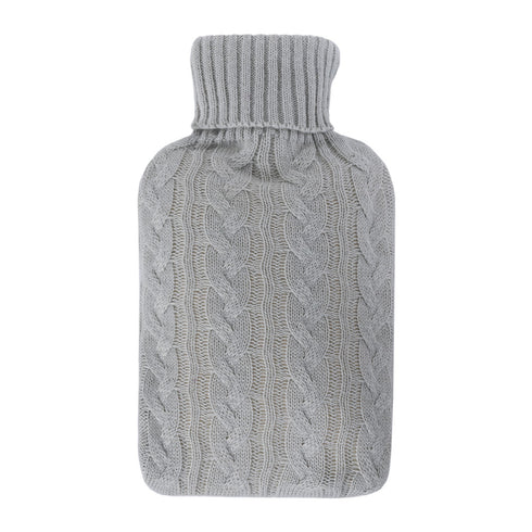 Cable Knit Hot Water Bottle - Grey