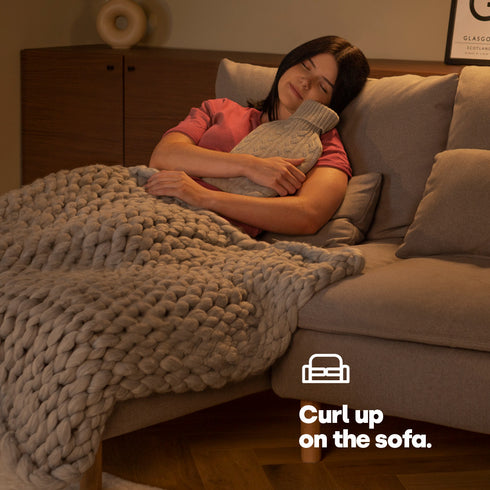 Cable Knit Hot Water Bottle - Grey