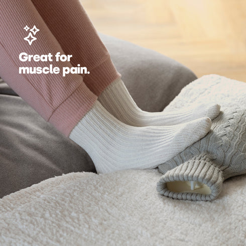 Cable Knit Hot Water Bottle - Grey