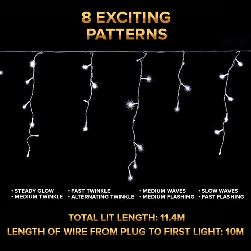 480 LED Icicle Lights - White