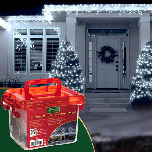480 LED Icicle Lights - White