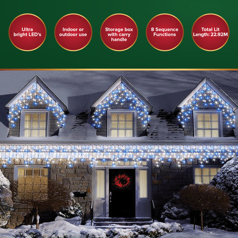 960 LED Icicle Lights - Blue and White