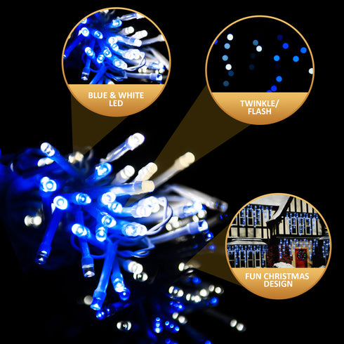 960 LED Icicle Lights - Blue and White