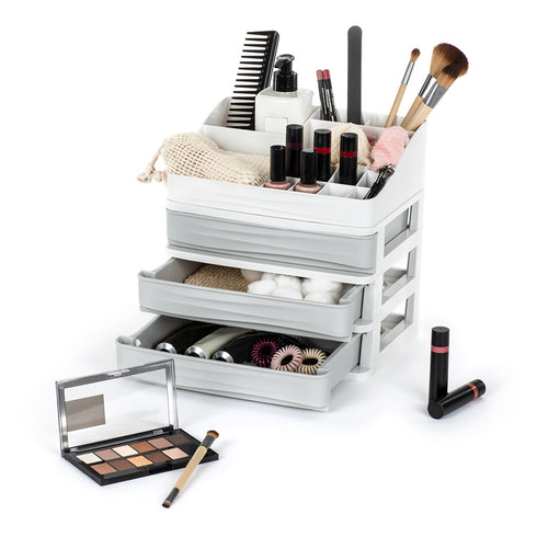 Small 3 Drawer Desk & Detachable Tray Set - Grey