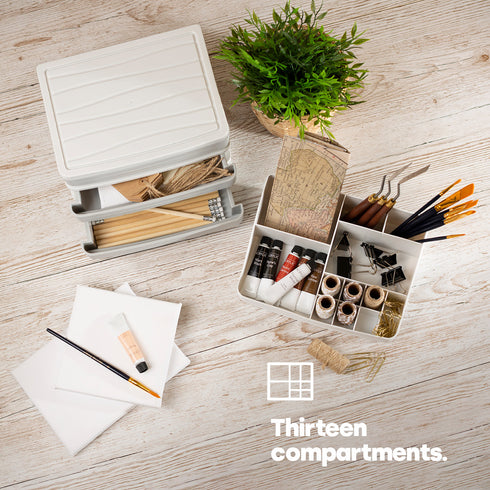 Small 3 Drawer Desk & Detachable Tray Set - Grey