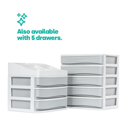 Small 3 Drawer Desk & Detachable Tray Set - Grey
