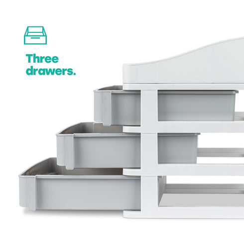 Large 3 Drawer Desk & Detachable Tray Set - Grey