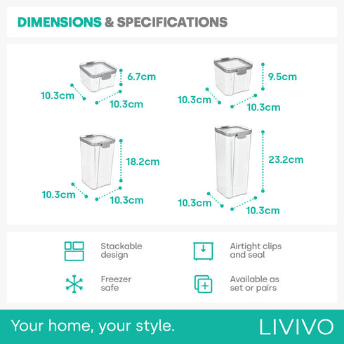 Food Storage Containers Set of 8 - Grey