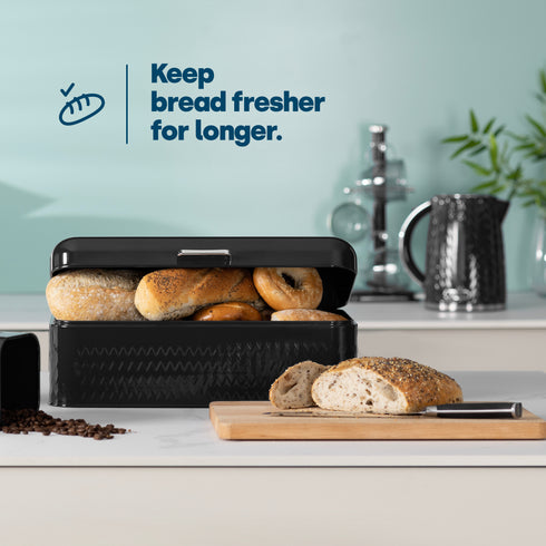 Taurus Bread Bin & Canister Set - Black