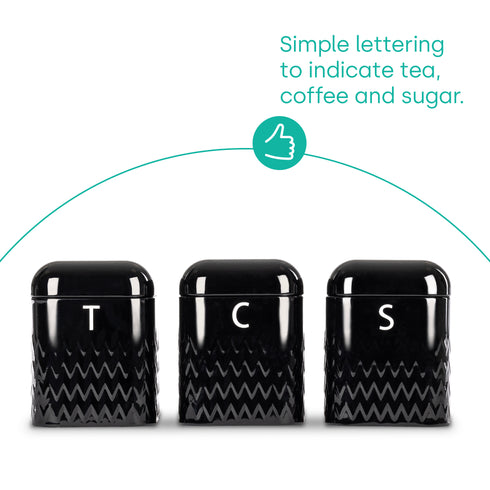 Taurus Bread Bin & Canister Set - Black