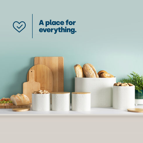 Elmas Bread Bin & Canister - White