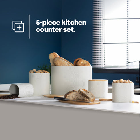 Elmas Bread Bin & Canister - White