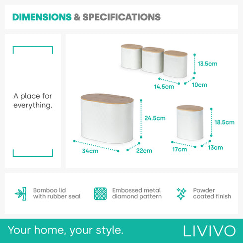 Elmas Bread Bin & Canister - White