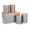 5pc Bread Bin & Canister Set - Grey