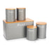 5pc Bread Bin & Canister Set - Grey