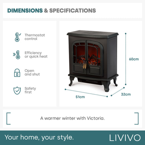 Victoria Electric Fireplace - Black