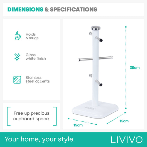 Taurus Mug Tree Stand - White