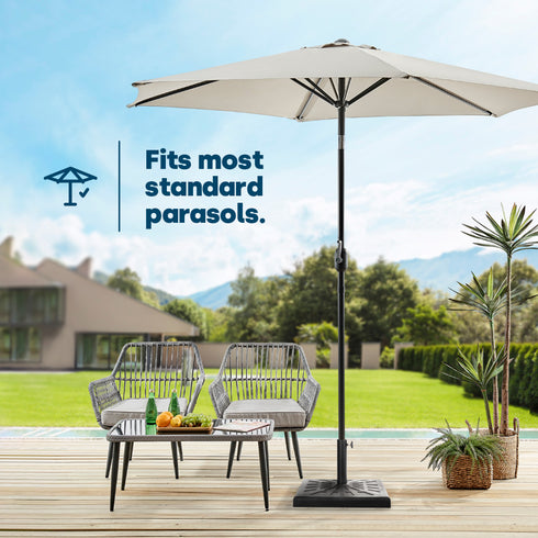 19kg Square Resin Parasol Base - Black