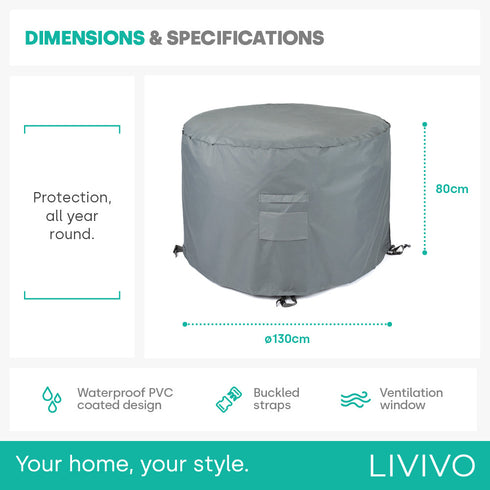 Heavy Duty Round Garden Table Cover - Grey