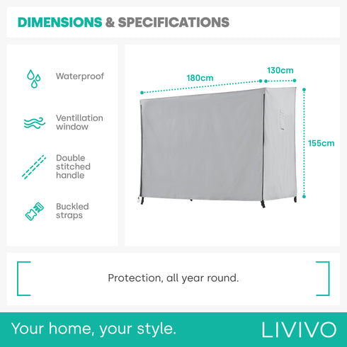 Deluxe 3-Seater Garden Swing Cover - Grey