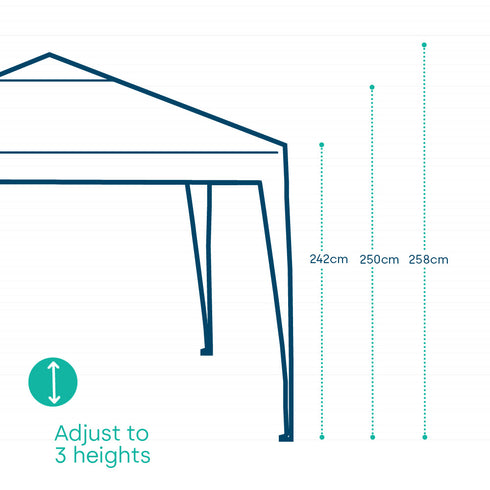 3x3m Garden Gazebo - Grey