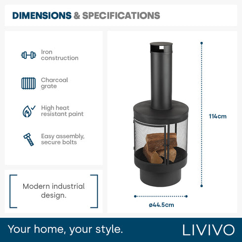 Valcavo Iron Chiminea - Black