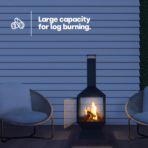 Palma Iron Chiminea - Black