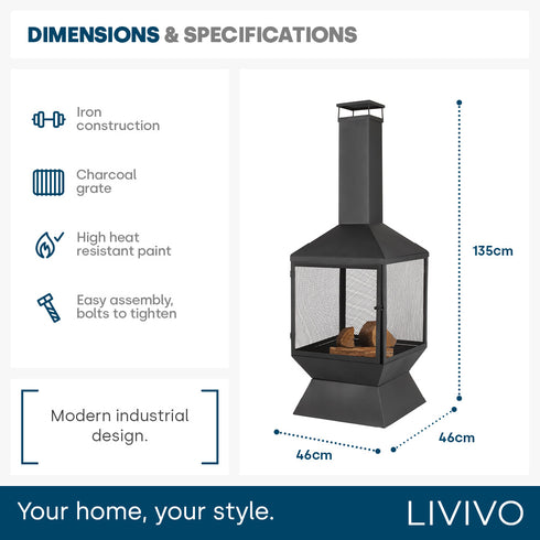 Palma Iron Chiminea - Black