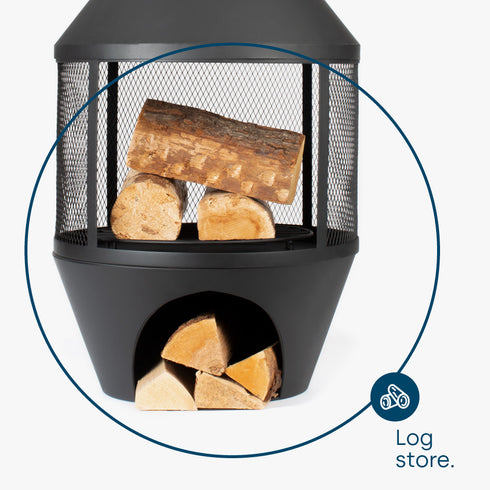 Camino Chiminea with Log Store - Black