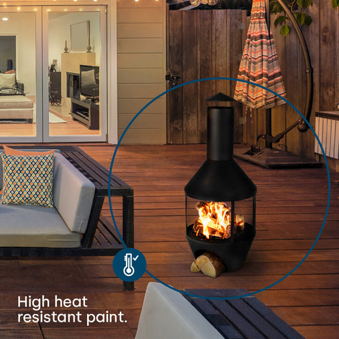 Camino Chiminea with Log Store - Black