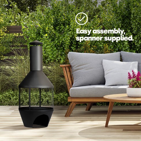 Camino Chiminea with Log Store - Black