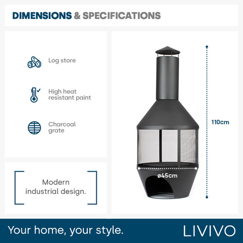 Camino Chiminea with Log Store - Black