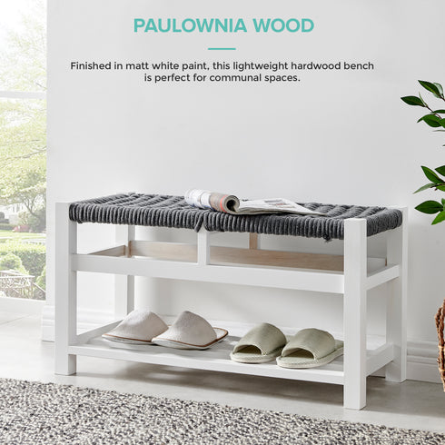 Habi Hallway Shoe Bench - Grey/White