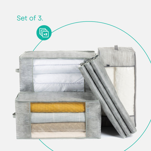 Storage Bag Set of 3 - Marl Grey