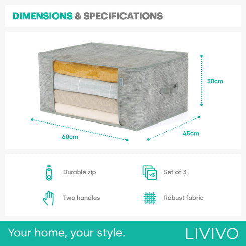 Storage Bag Set of 3 - Marl Grey