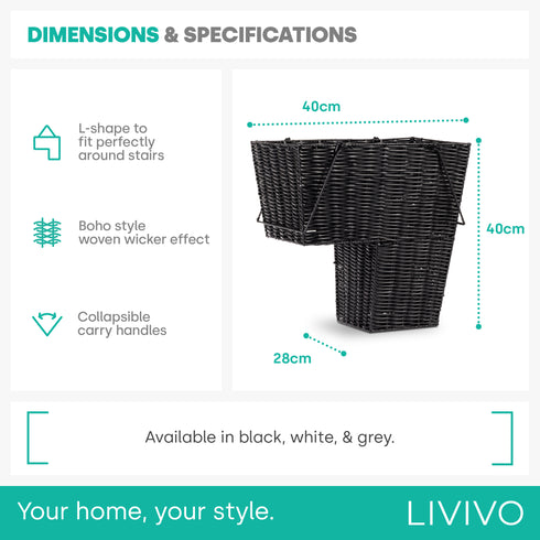 Stair Storage Basket - Black