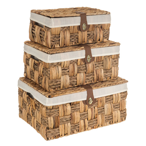 Seagrass Woven Hampers, Set of 3 - Natural