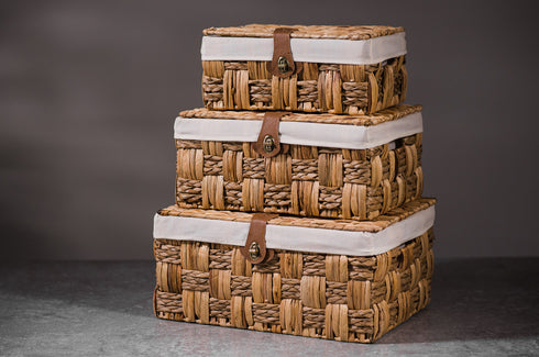 Seagrass Woven Hampers, Set of 3 - Natural