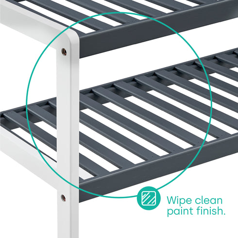 Bamboo 2-Tier Shoe Rack - White/Grey