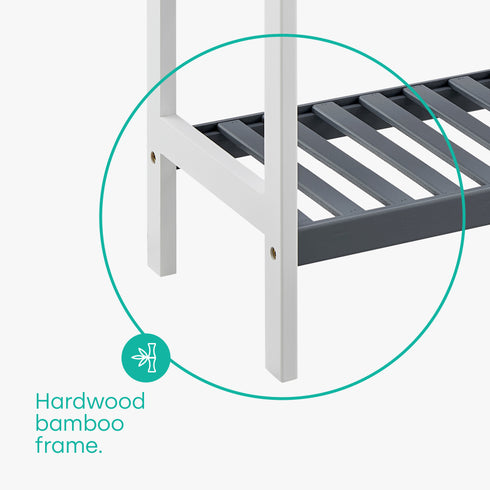 Bamboo 3-Tier Shoe Rack - White/Grey