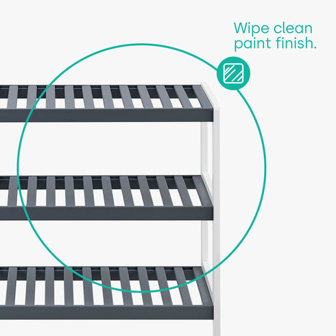 Bamboo 3-Tier Shoe Rack - White/Grey