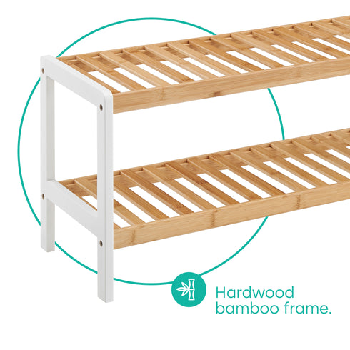 Bamboo 2-Tier Shoe Rack - White/Natural