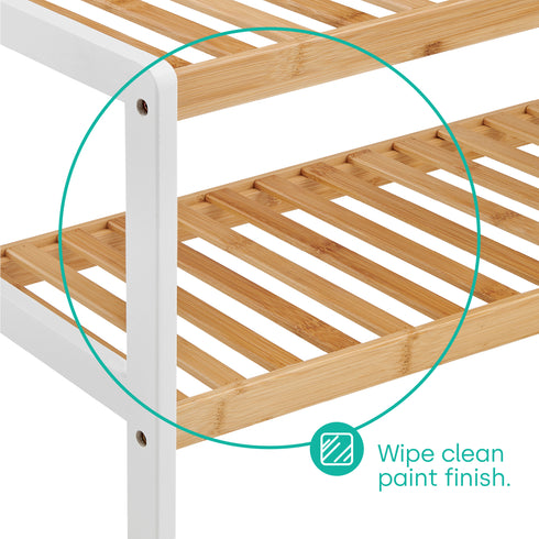 Bamboo 2-Tier Shoe Rack - White/Natural