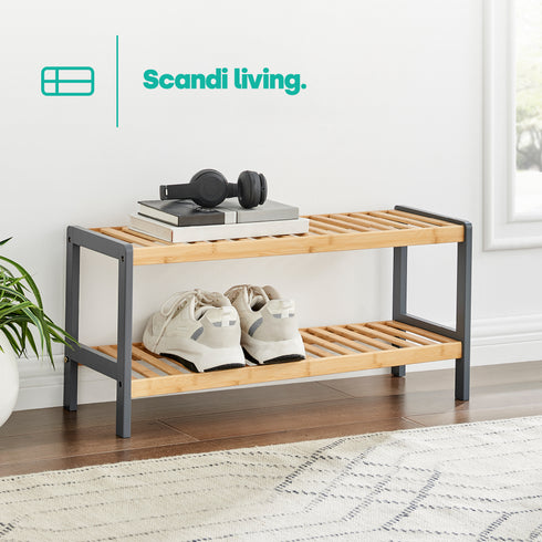 Bamboo 2-Tier Shoe Rack - Natural