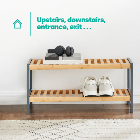 Bamboo 2-Tier Shoe Rack - Natural